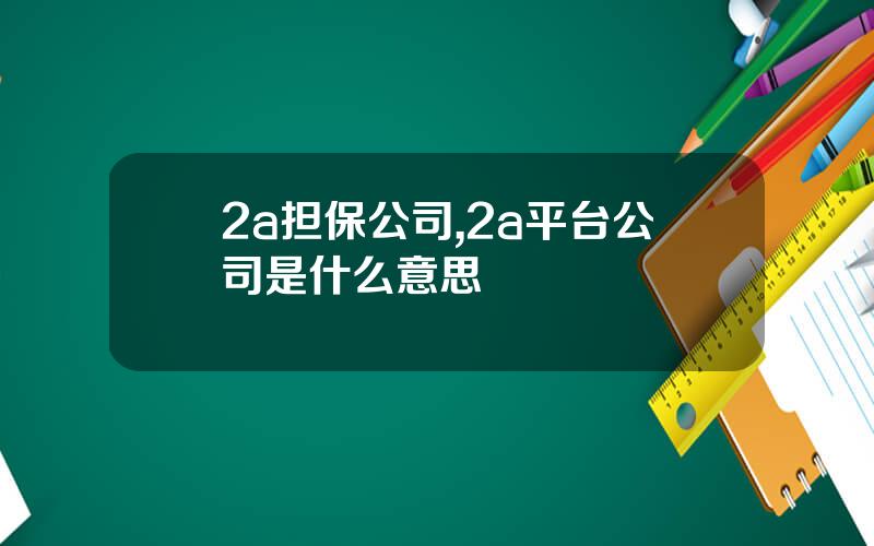 2a担保公司,2a平台公司是什么意思