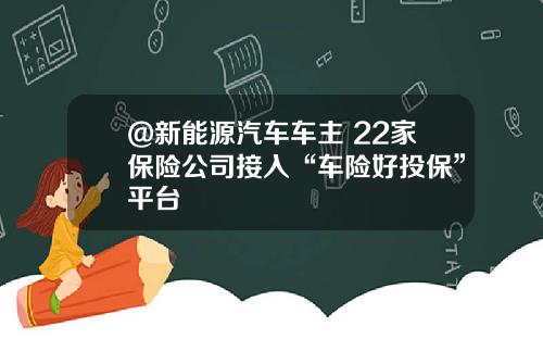 @新能源汽车车主 22家保险公司接入“车险好投保”平台