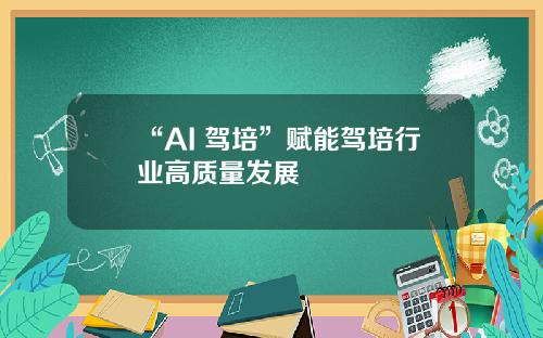 “AI+驾培”赋能驾培行业高质量发展