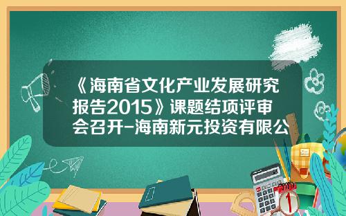 《海南省文化产业发展研究报告2015》课题结项评审会召开-海南新元投资有限公司