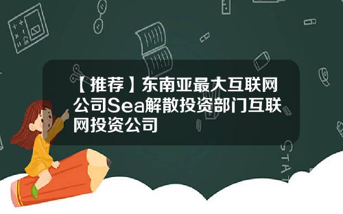 【推荐】东南亚最大互联网公司Sea解散投资部门互联网投资公司