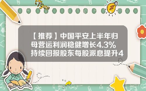 【推荐】中国平安上半年归母营运利润稳健增长4.3%持续回报股东每股派息提升4.5%-中国平安股票每年回报股东多少啊