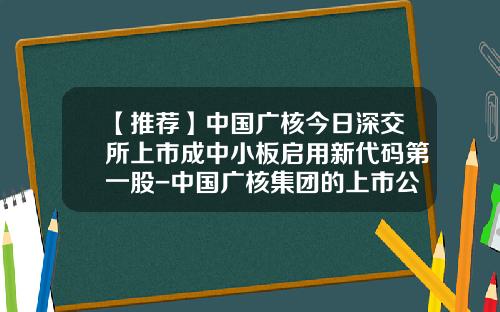 【推荐】中国广核今日深交所上市成中小板启用新代码第一股-中国广核集团的上市公司