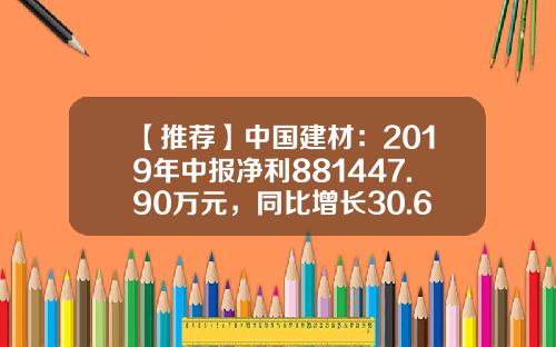 【推荐】中国建材：2019年中报净利881447.90万元，同比增长30.64%-中国建材股份有限公司2013年报