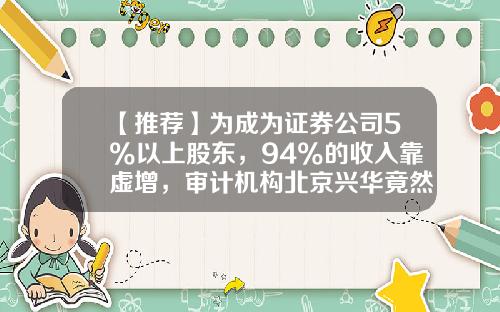 【推荐】为成为证券公司5%以上股东，94%的收入靠虚增，审计机构北京兴华竟然没发现-2013年上市公司财务报表