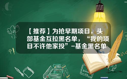 【推荐】为抢早期项目，头部基金互拉黑名单，“我的项目不许他家投”-基金黑名单