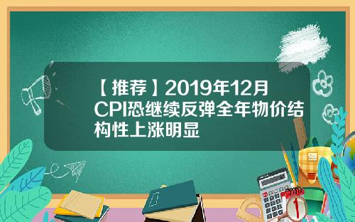 【推荐】2019年12月CPI恐继续反弹全年物价结构性上涨明显