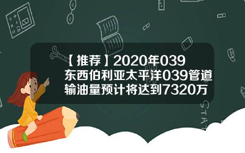 【推荐】2020年039东西伯利亚太平洋039管道输油量预计将达到7320万吨