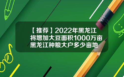 【推荐】2022年黑龙江将增加大豆面积1000万亩黑龙江种粮大户多少亩地