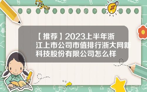 【推荐】2023上半年浙江上市公司市值排行浙大网新科技股份有限公司怎么样