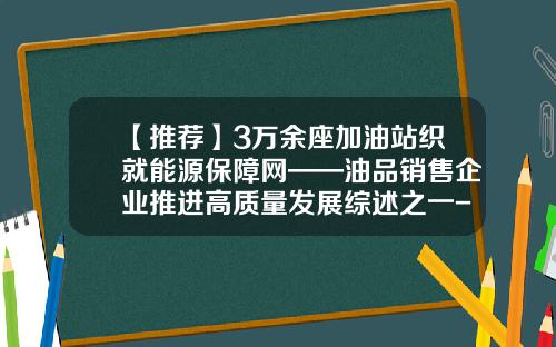 【推荐】3万余座加油站织就能源保障网——油品销售企业推进高质量发展综述之一-中石化油品销售公司