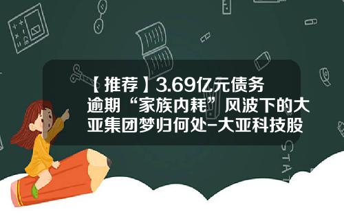 【推荐】3.69亿元债务逾期“家族内耗”风波下的大亚集团梦归何处-大亚科技股份公司
