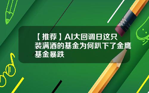 【推荐】AI大回调日这只装满酒的基金为何趴下了金鹰基金暴跌