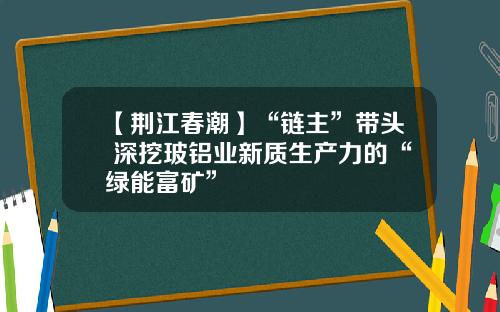 【荆江春潮】“链主”带头 深挖玻铝业新质生产力的“绿能富矿”