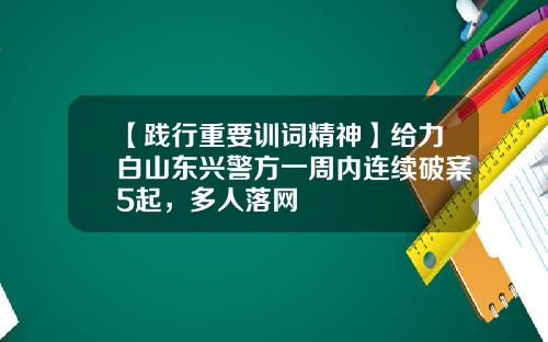【践行重要训词精神】给力白山东兴警方一周内连续破案5起，多人落网