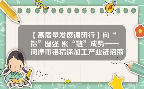 【高质量发展调研行】向“铝”图强 聚“链”成势——河津市铝精深加工产业链招商成果扫描