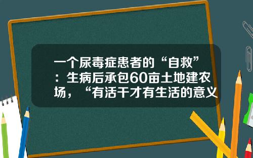 一个尿毒症患者的“自救”：生病后承包60亩土地建农场，“有活干才有生活的意义”