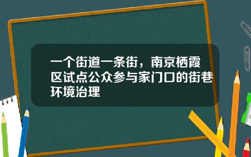 一个街道一条街，南京栖霞区试点公众参与家门口的街巷环境治理