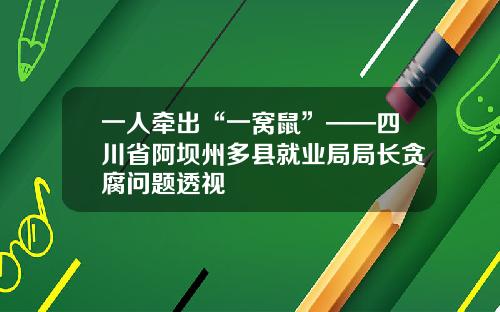 一人牵出“一窝鼠”——四川省阿坝州多县就业局局长贪腐问题透视