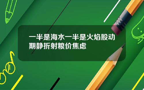 一半是海水一半是火焰股动期静折射粮价焦虑