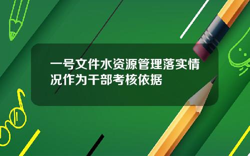 一号文件水资源管理落实情况作为干部考核依据