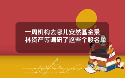一周机构去哪儿安然基金景林资产等调研了这些个股名单