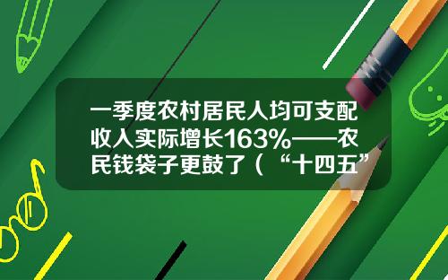 一季度农村居民人均可支配收入实际增长163%——农民钱袋子更鼓了（“十四五”，我们这样开局起步）
