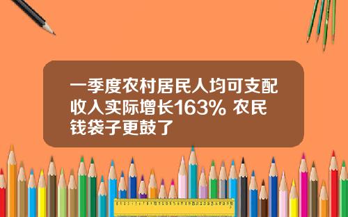 一季度农村居民人均可支配收入实际增长163% 农民钱袋子更鼓了