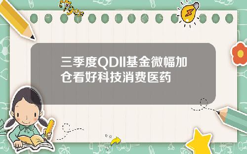 三季度QDII基金微幅加仓看好科技消费医药