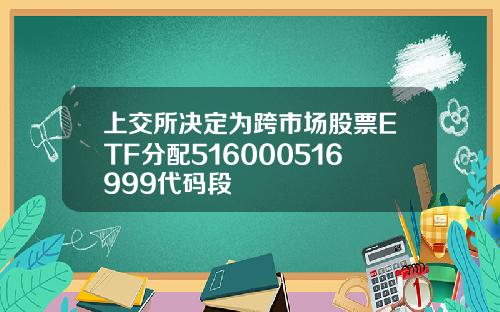 上交所决定为跨市场股票ETF分配516000516999代码段
