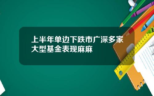 上半年单边下跌市广深多家大型基金表现麻麻