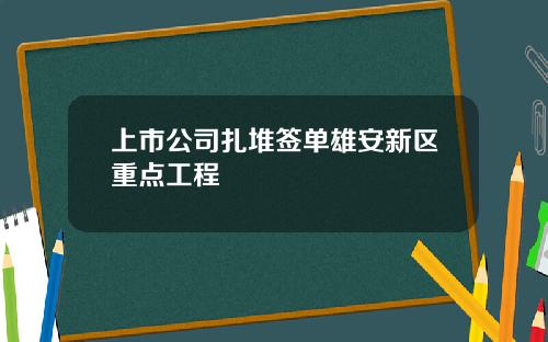 上市公司扎堆签单雄安新区重点工程