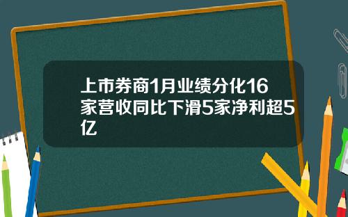 上市券商1月业绩分化16家营收同比下滑5家净利超5亿