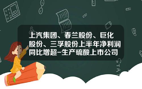 上汽集团、春兰股份、巨化股份、三孚股份上半年净利润同比增超-生产硫酸上市公司