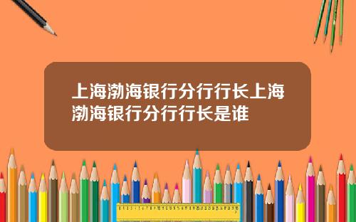 上海渤海银行分行行长上海渤海银行分行行长是谁