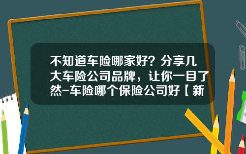 不知道车险哪家好？分享几大车险公司品牌，让你一目了然-车险哪个保险公司好【新闻】.