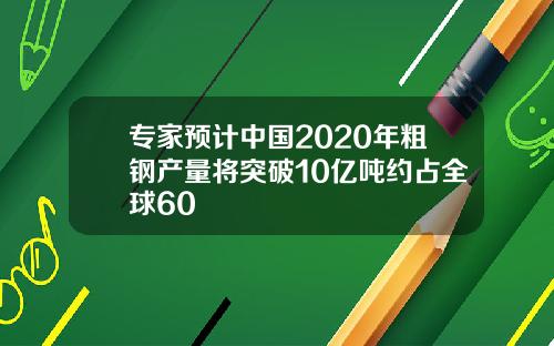 专家预计中国2020年粗钢产量将突破10亿吨约占全球60
