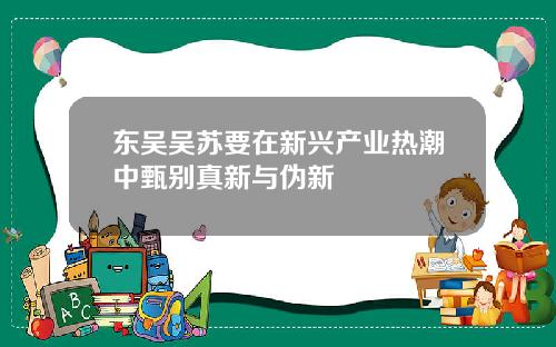 东吴吴苏要在新兴产业热潮中甄别真新与伪新