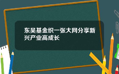东吴基金织一张大网分享新兴产业高成长