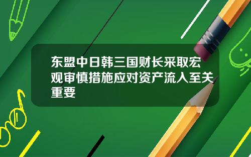 东盟中日韩三国财长采取宏观审慎措施应对资产流入至关重要