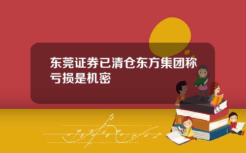 东莞证券已清仓东方集团称亏损是机密