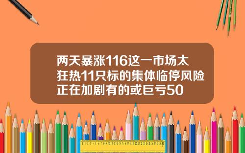 两天暴涨116这一市场太狂热11只标的集体临停风险正在加剧有的或巨亏50