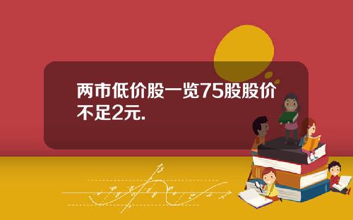 两市低价股一览75股股价不足2元.