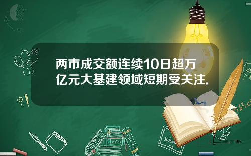 两市成交额连续10日超万亿元大基建领域短期受关注.