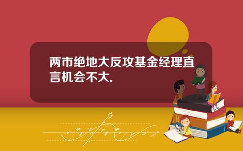 两市绝地大反攻基金经理直言机会不大.