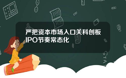 严把资本市场入口关科创板IPO节奏常态化
