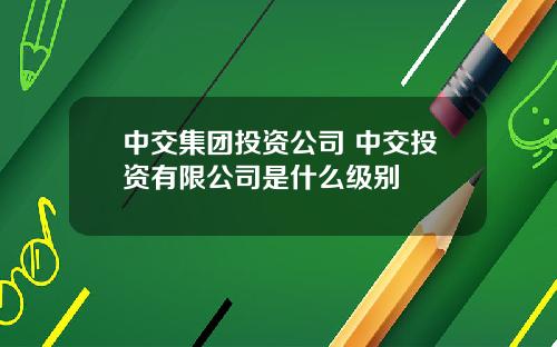中交集团投资公司 中交投资有限公司是什么级别