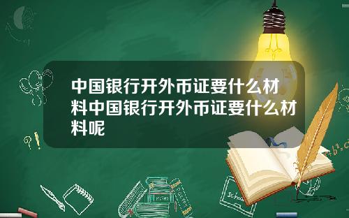 中国银行开外币证要什么材料中国银行开外币证要什么材料呢