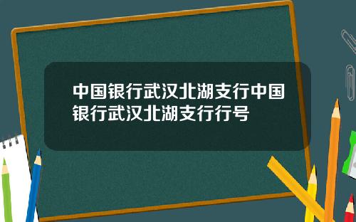 中国银行武汉北湖支行中国银行武汉北湖支行行号
