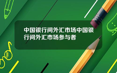 中国银行间外汇市场中国银行间外汇市场参与者